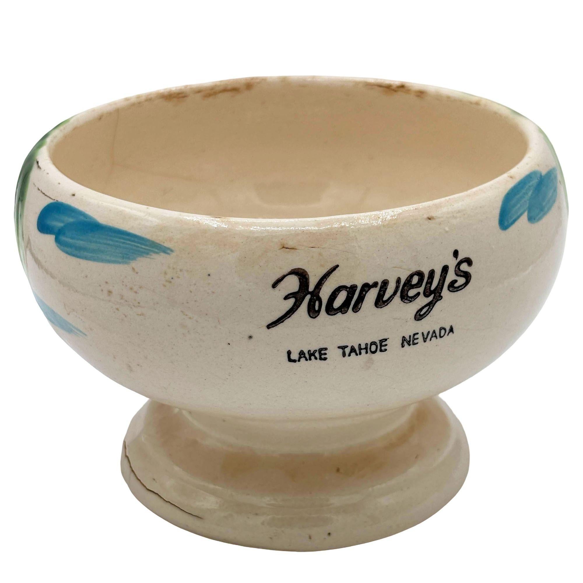 Mid-Century Modern Midp-century Hand Painted Harveys Casino Lake Tahoe Hula Scorpion Tiki Mug Bowl For Sale