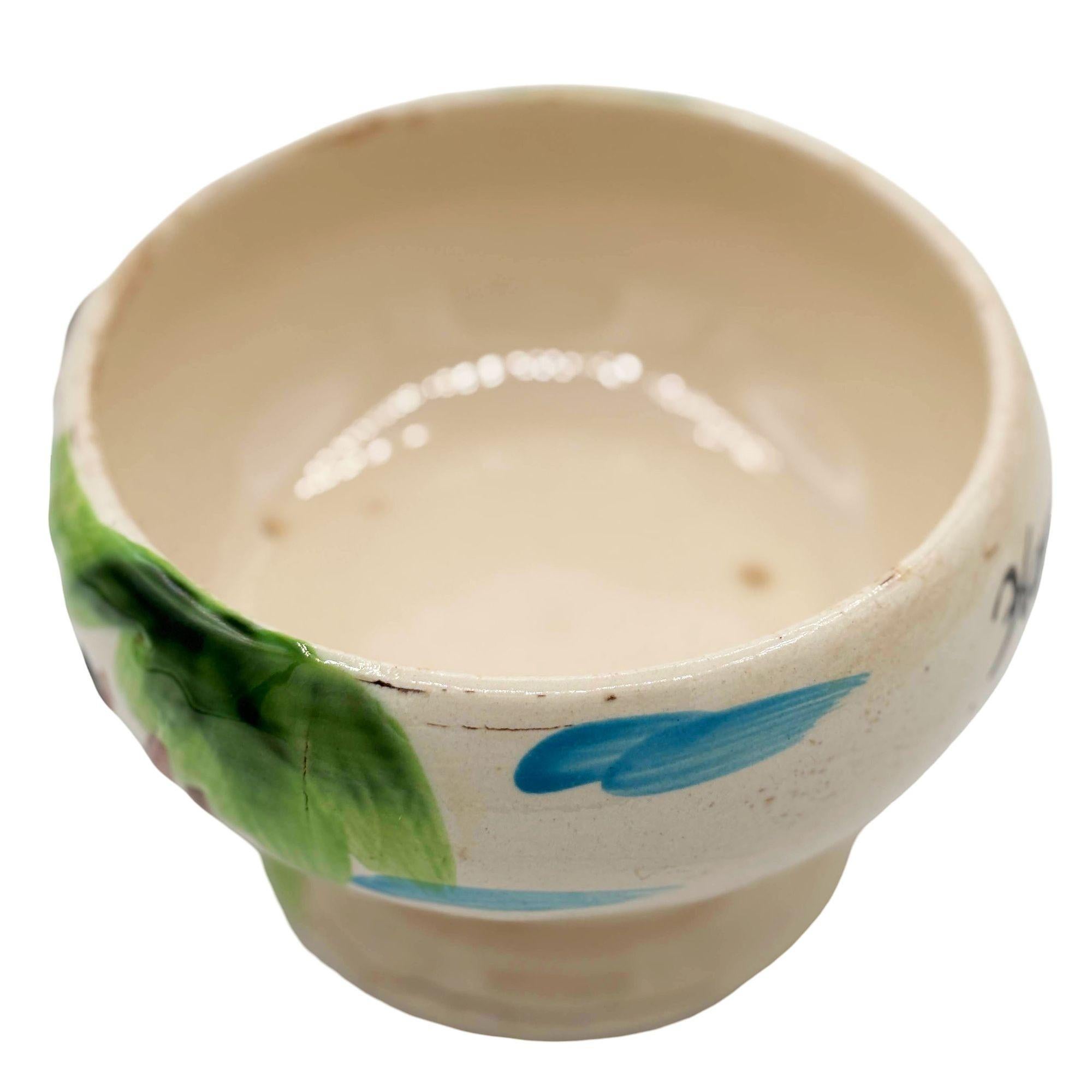 Ceramic Midp-century Hand Painted Harveys Casino Lake Tahoe Hula Scorpion Tiki Mug Bowl For Sale