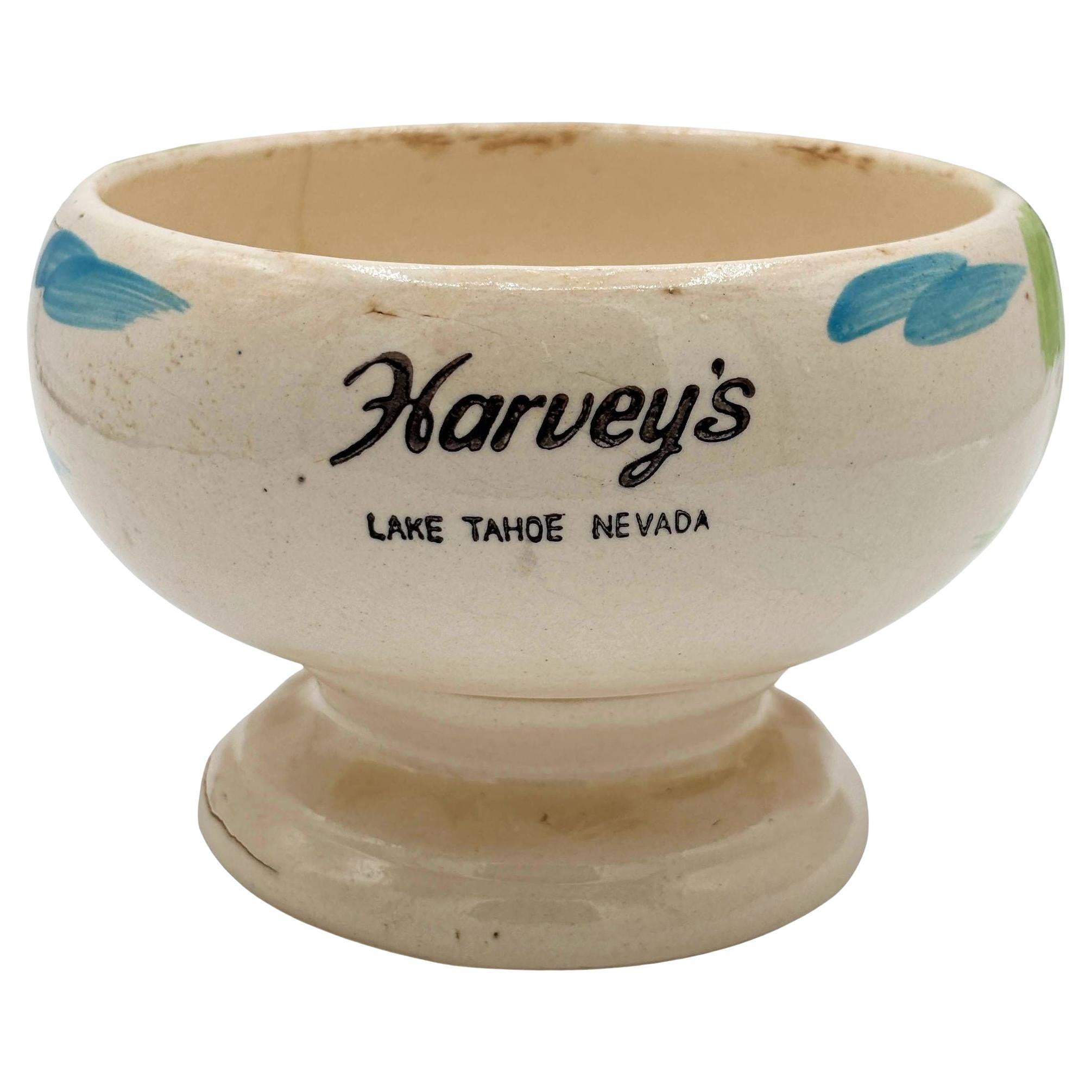 Midp-century Hand Painted Harveys Casino Lake Tahoe Hula Scorpion Tiki Mug Bowl For Sale