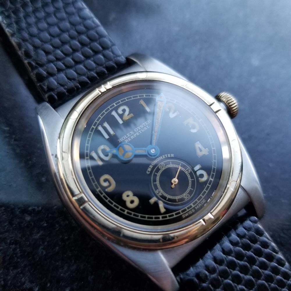Midsize Rolex Oyster Perpetual Ref.3372 Bubble Back Automatic, c.1940s LV942 In Excellent Condition In Beverly Hills, CA