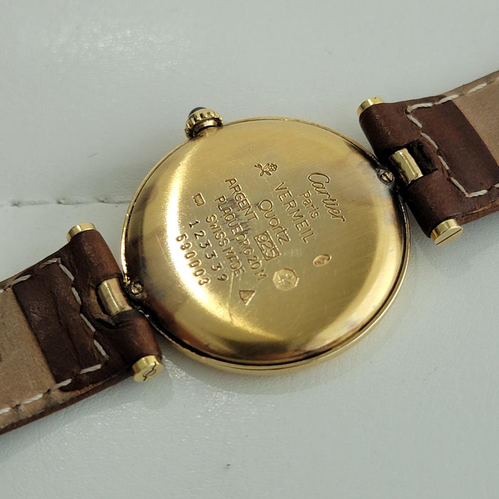 Mittlere Must de Cartier Vemeil Paris 30mm Quarz vergoldete Dress Watch NA135 im Angebot 6