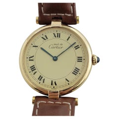 Midsize must de Cartier Vemeil Paris 30mm Quartz Gold Plated Dress Watch NA135