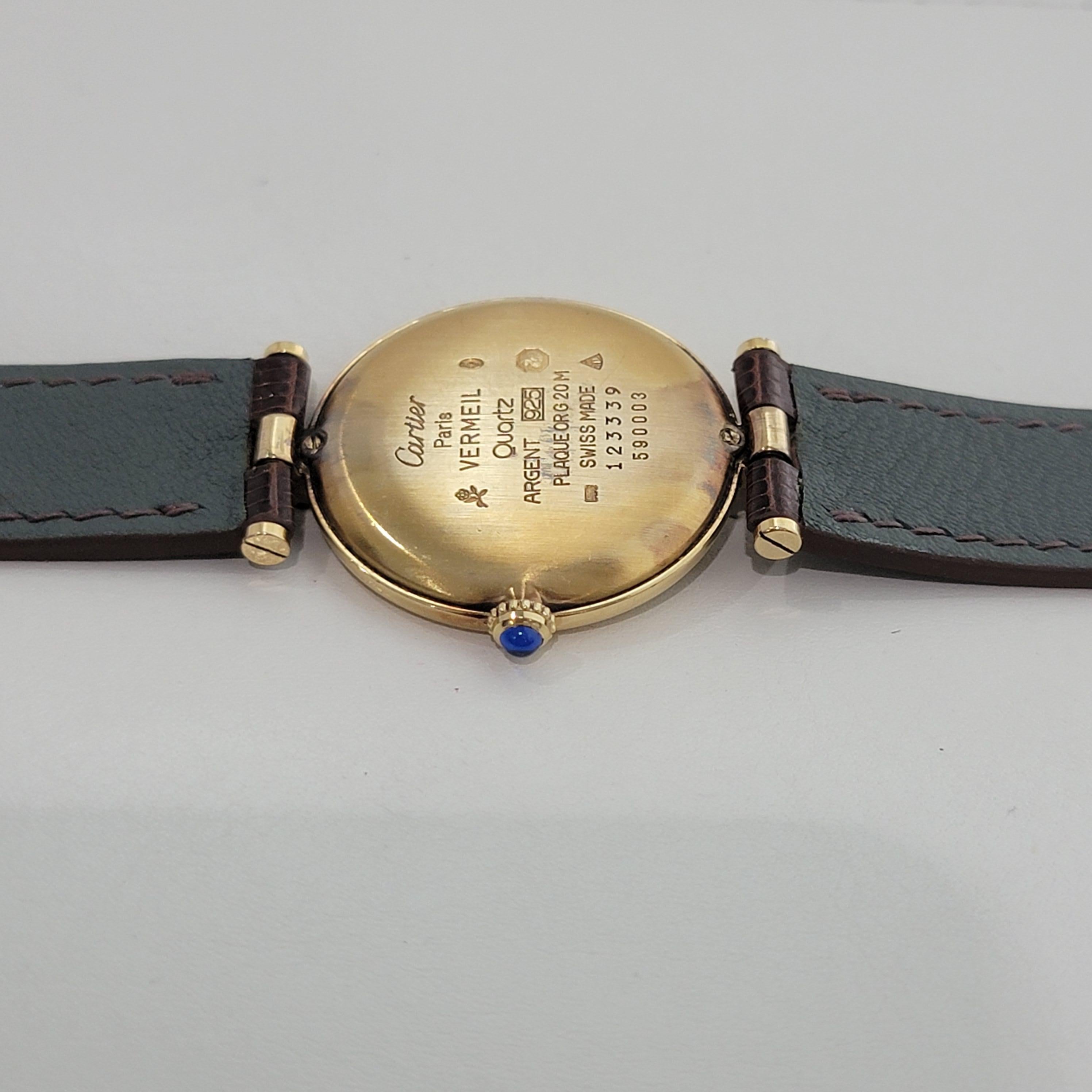 Must de Cartier Vemeil Paris 30mm Quarz vergoldete Dress Watch NA135B in mittlerer Größe im Angebot 6