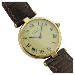 Must de Cartier Vemeil Paris 30mm Quartz Montre habillée plaquée or NA135B