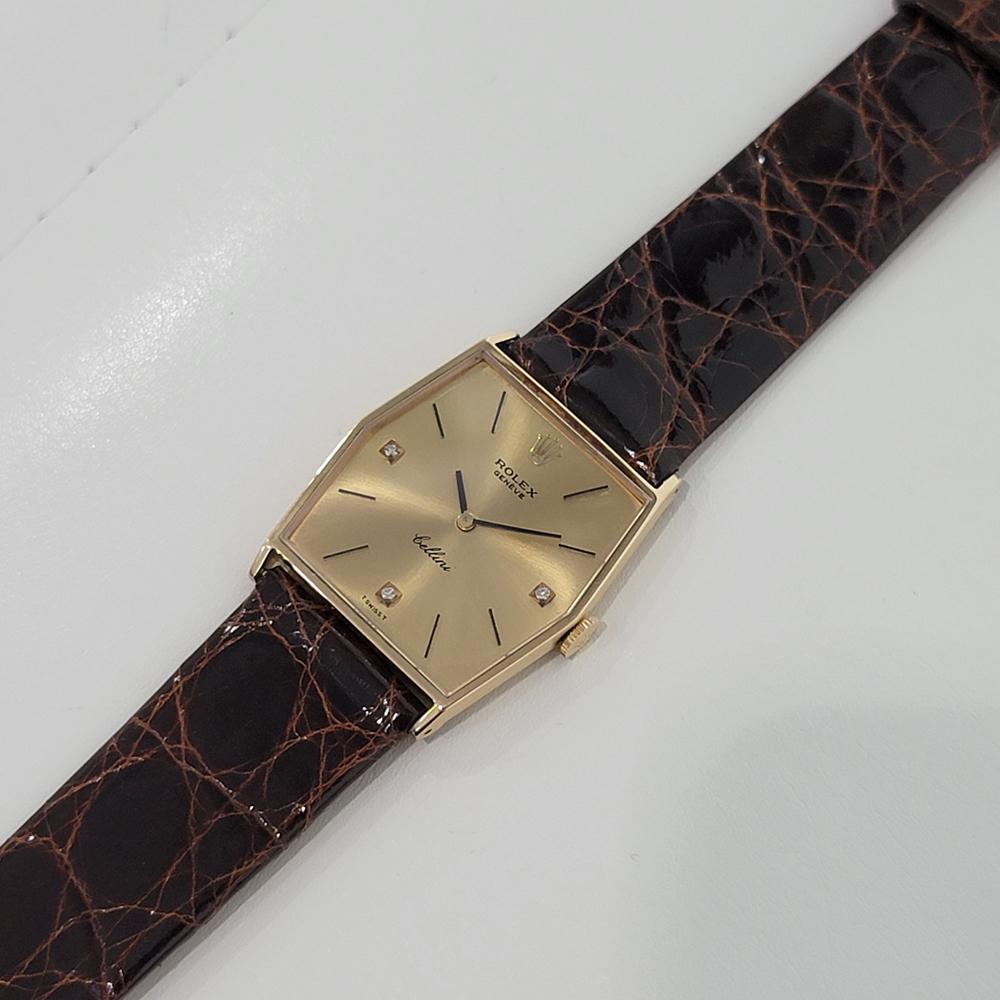 Men's Midsize Rolex Cellini 4700 18k Gold Manual Wind Diamond Dial 1970s RA290