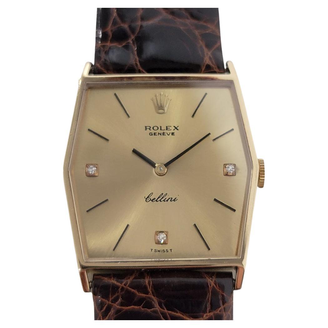 Midsize Rolex Cellini 4700 18k Gold Manual Wind Diamond Dial 1970s RA290