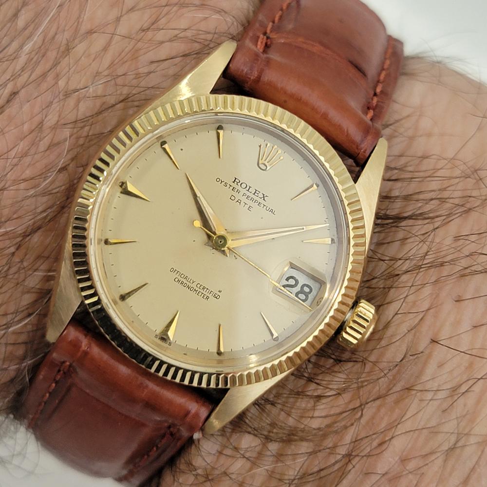 Midsize Rolex Oyster Date 6627 18k Solid Gold 30mm Automatic 1950s Vintage RA507 9