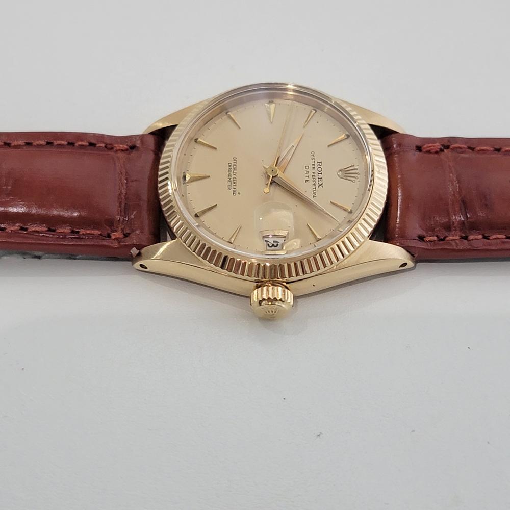 Midsize Rolex Oyster Date 6627 18k Solid Gold 30mm Automatic 1950s Vintage RA507 1