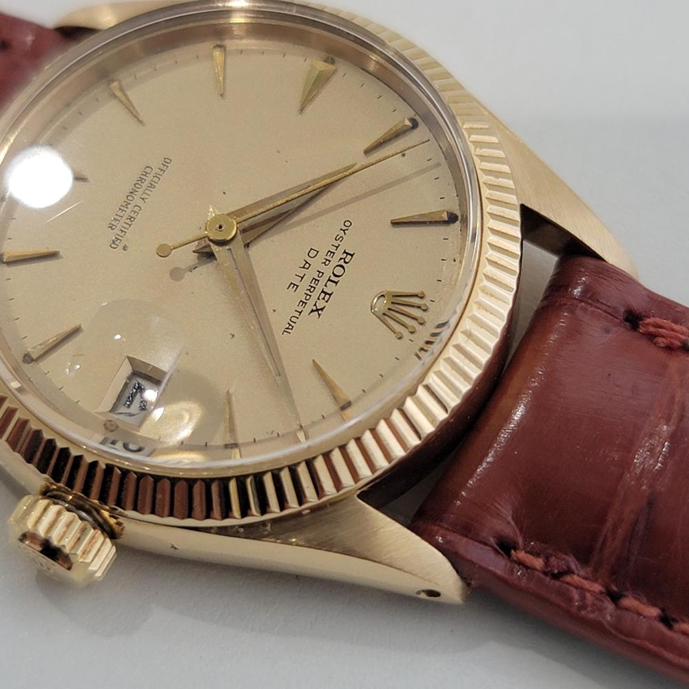 Midsize Rolex Oyster Date 6627 18k Solid Gold 30mm Automatic 1950s Vintage RA507 2