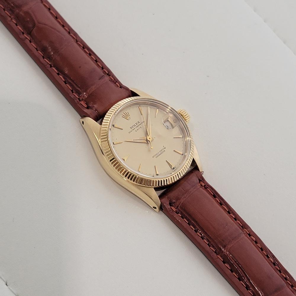 Midsize Rolex Oyster Date 6627 18k Solid Gold 30mm Automatic 1950s Vintage RA507 3