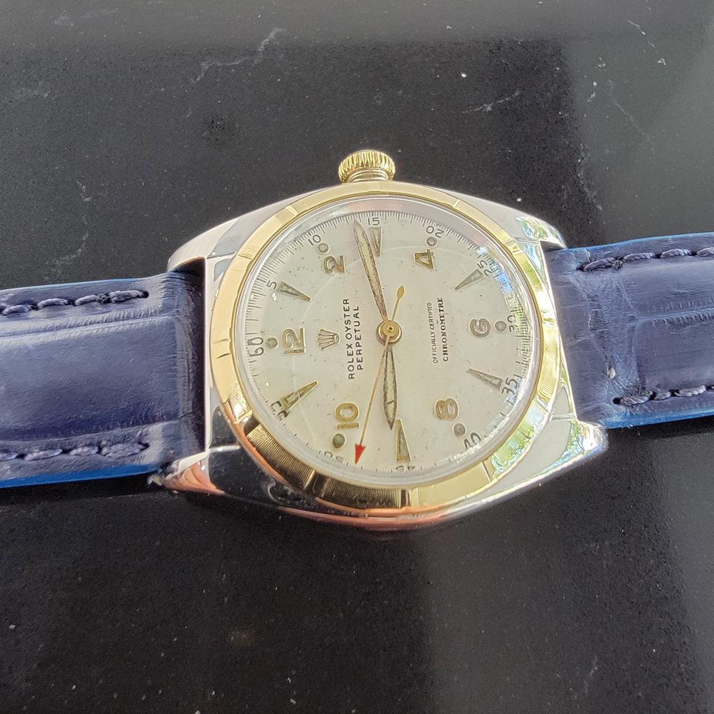 Midsize Rolex Oyster Perpetual 5011 14k Gold & SS Automatic 1940s MA205BLU In Excellent Condition In Beverly Hills, CA