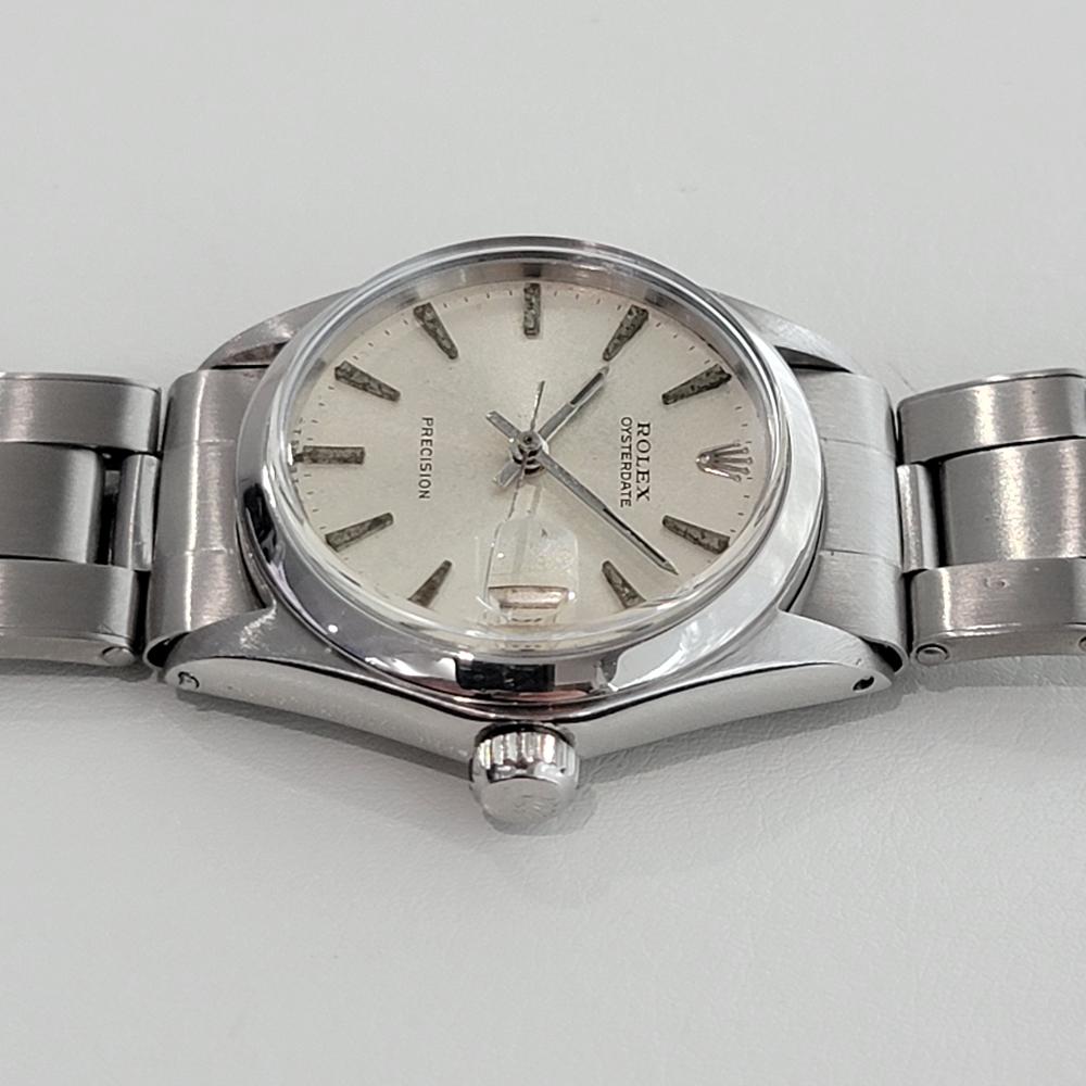 Midsize Rolex Oysterdate Precision 6466 Manual Wind w Box 1960s Vintage RA303 In Excellent Condition In Beverly Hills, CA