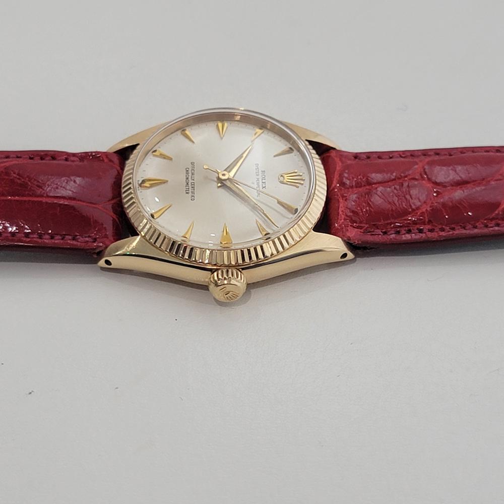 Midsize Rolex Oyster Perpetual 6551 18k Solid Gold 30mm Automatic 1950s RA470 1