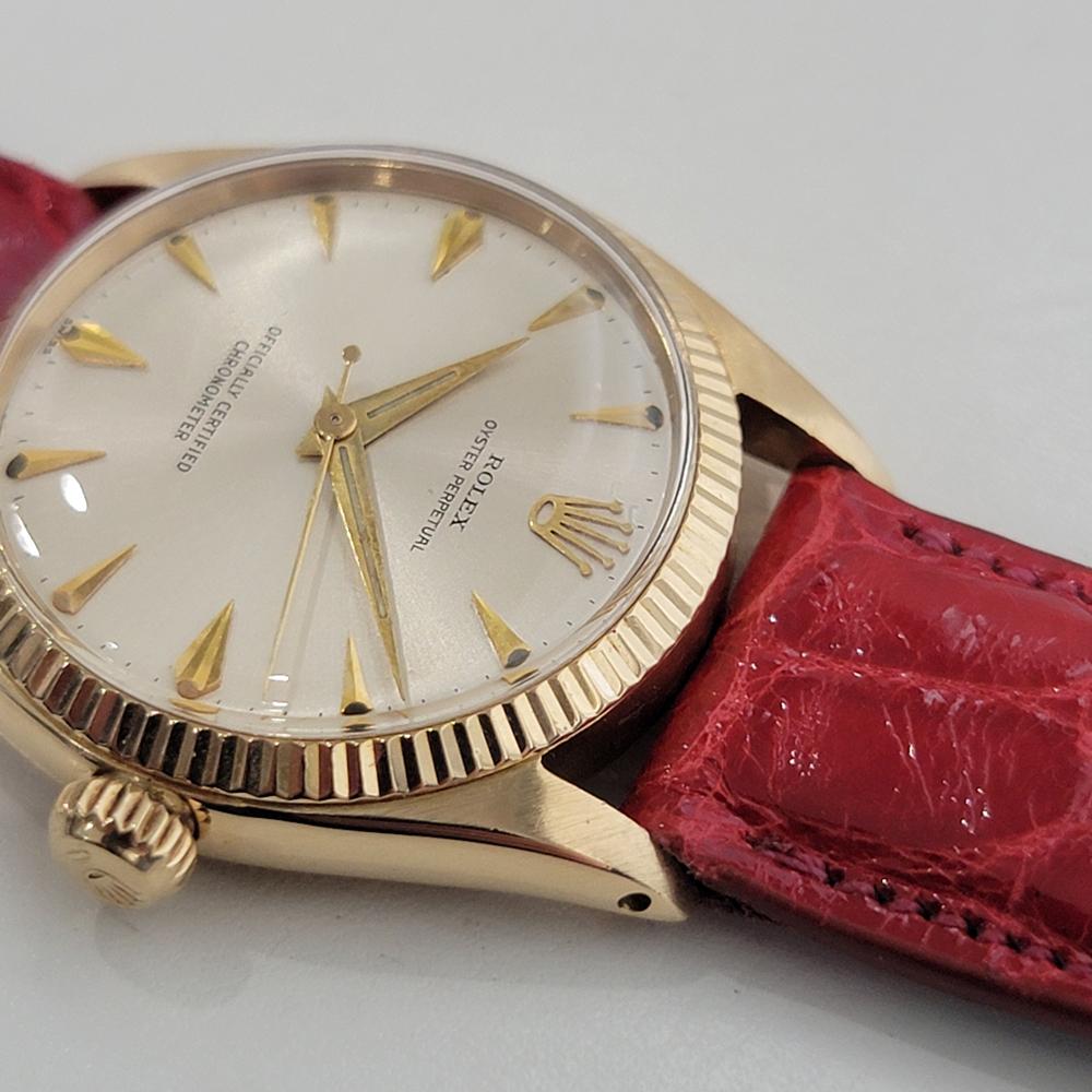 Midsize Rolex Oyster Perpetual 6551 18k Solid Gold 30mm Automatic 1950s RA470 2