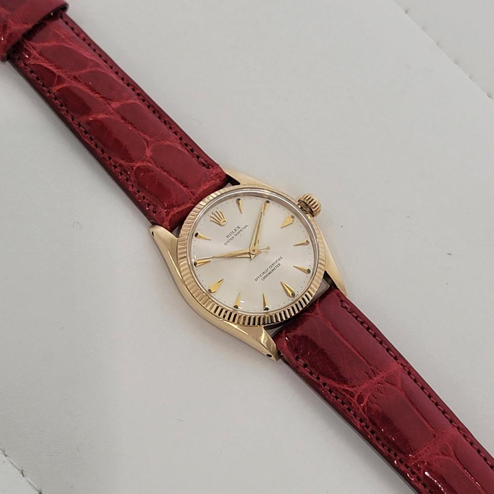 Midsize Rolex Oyster Perpetual 6551 18k Solid Gold 30mm Automatic 1950s RA470 3
