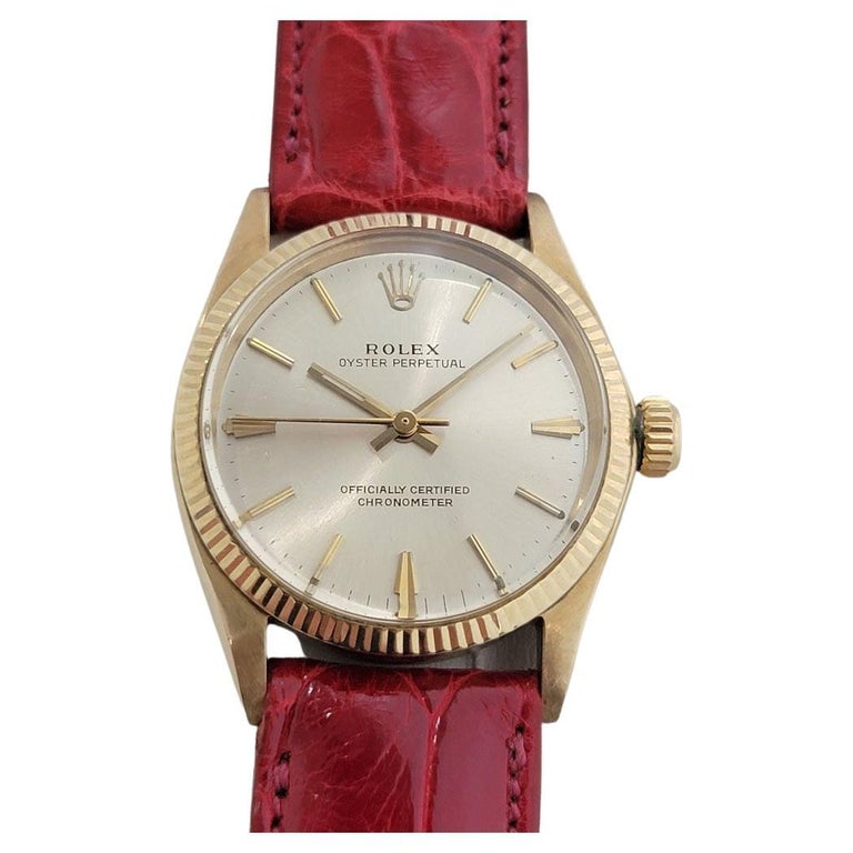 Rolex Oyster Perpetual 25mm Ladies 18k/ss Gold Watch Sapphire