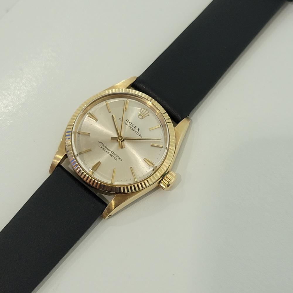 Women's or Men's Midsize Rolex Oyster Perpetual 6551 14k Gold Automatic 1960s Vintage RA276 For Sale