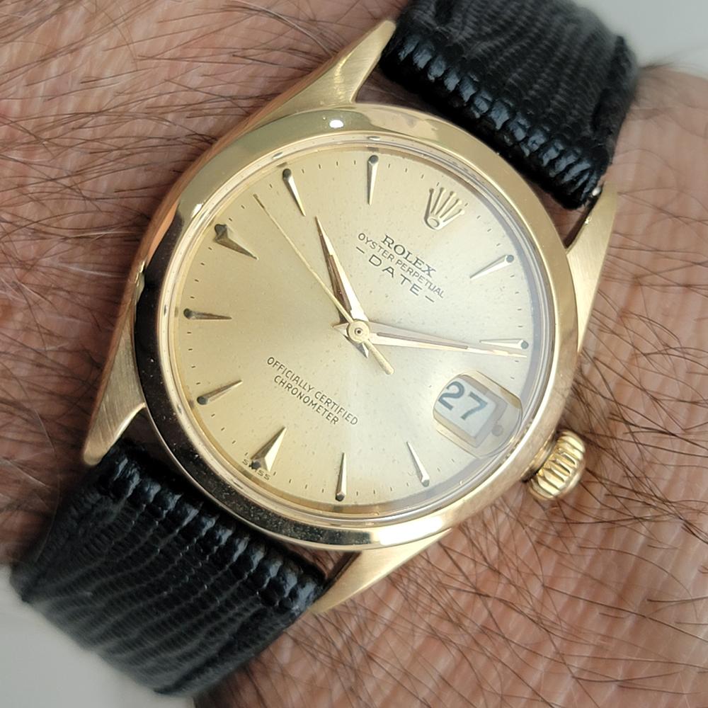 Midsize Rolex Oyster Perpetual Date 6624 30mm 18k Gold Automatic 1960s RA456 For Sale 9