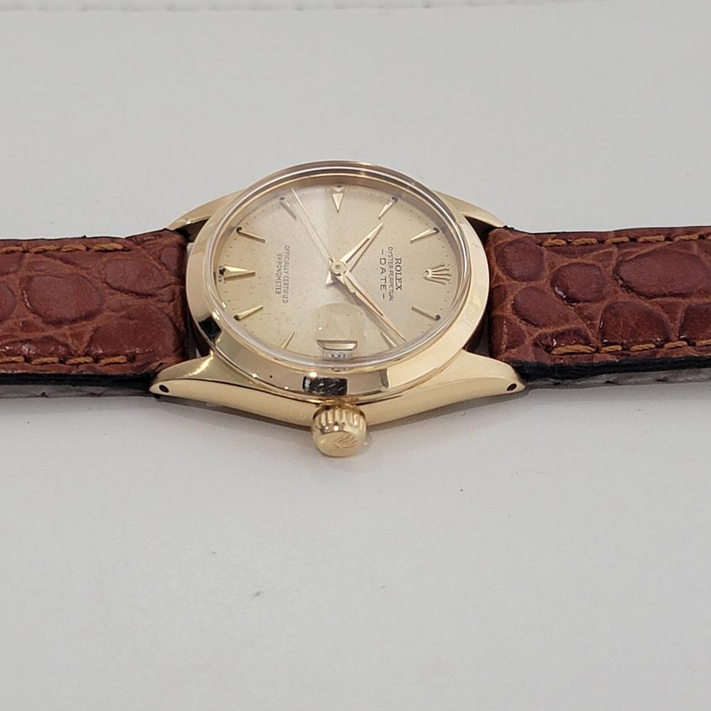 Midsize Rolex Oyster Perpetual Date 6624 30mm 18k Gold Automatic 1960s RA456 For Sale 1