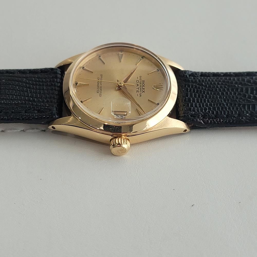 Midsize Rolex Oyster Perpetual Date 6624 30mm 18k Gold Automatic 1960s RA456 For Sale 1