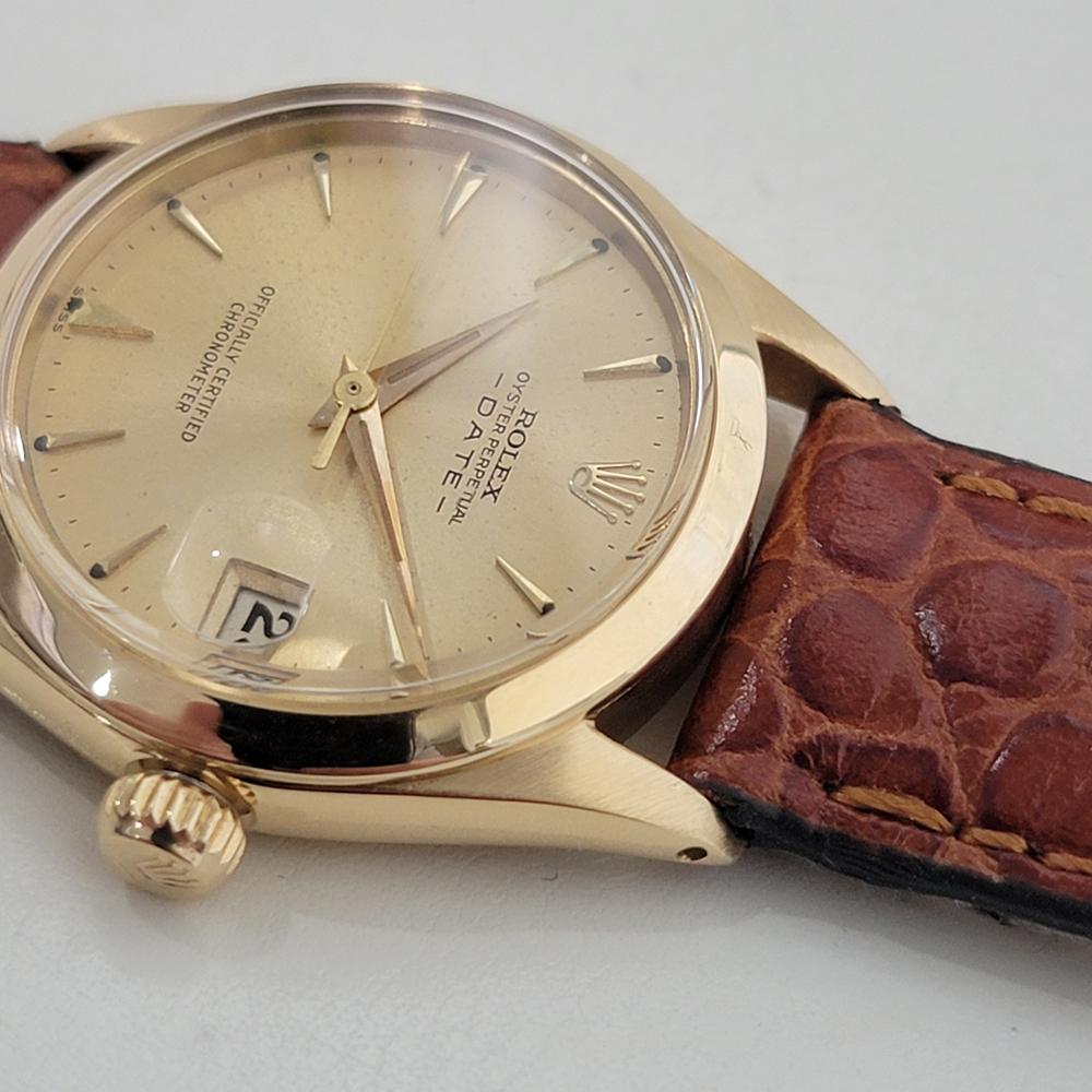Midsize Rolex Oyster Perpetual Date 6624 30mm 18k Gold Automatic 1960s RA456 For Sale 2