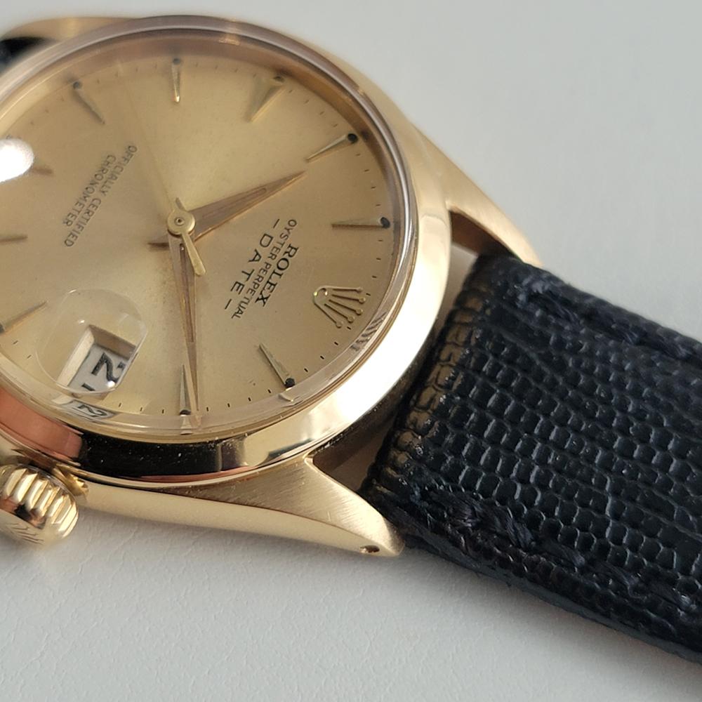 Midsize Rolex Oyster Perpetual Date 6624 30mm 18k Gold Automatic 1960s RA456 For Sale 2