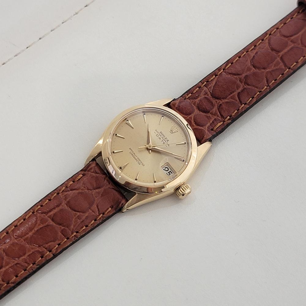 Midsize Rolex Oyster Perpetual Date 6624 30mm 18k Gold Automatic 1960s RA456 For Sale 3