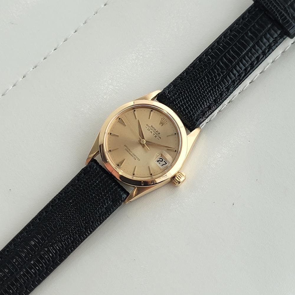 Midsize Rolex Oyster Perpetual Date 6624 30mm 18k Gold Automatic 1960s RA456 For Sale 3