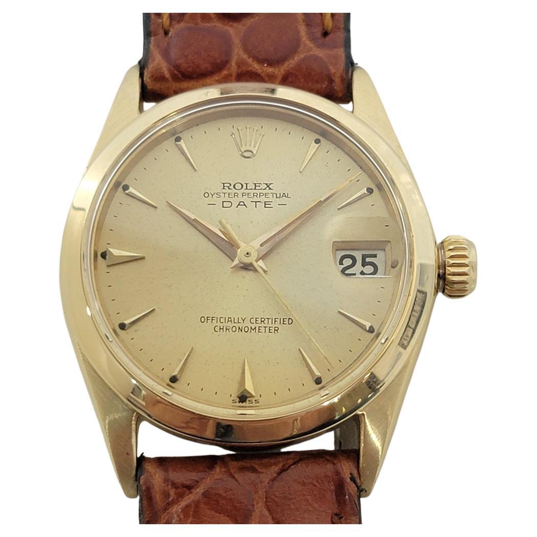 Midsize Rolex Oyster Perpetual Date 6624 30mm 18k Gold Automatik 1960er Jahre RA456