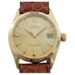 Midsize Rolex Oyster Perpetual Date 6624 30mm 18k Gold Automatic 1960s RA456