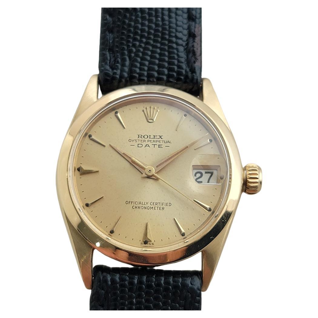 Midsize Rolex Oyster Perpetual Date 6624 30mm 18k Gold Automatik 1960er Jahre RA456