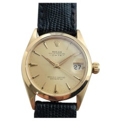 Midsize Rolex Oyster Perpetual Date 6624 30mm 18k Gold Automatic 1960s RA456