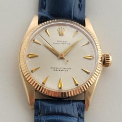 Midsize Rolex Oyster Perpetual Ref 6551 18k Gold 30mm Automatic 1950s RA470B