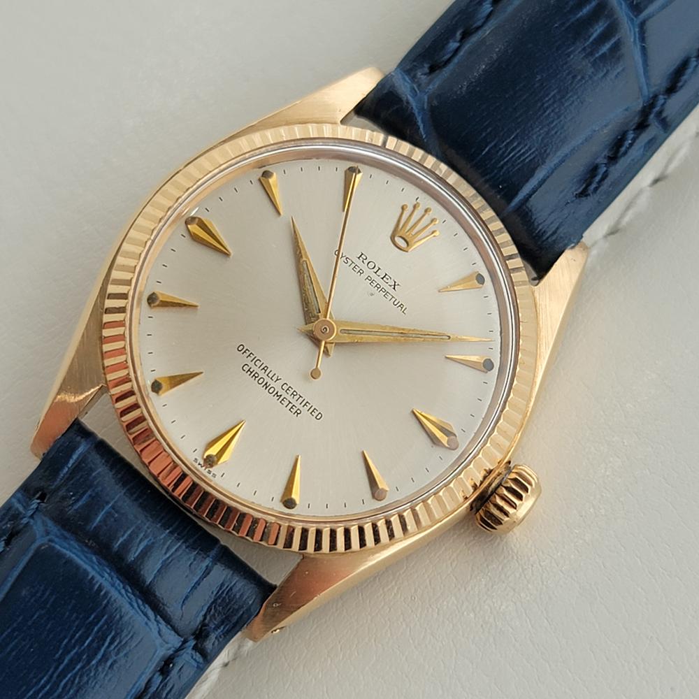 Men's Midsize Rolex Oyster Perpetual Ref 6551 18k Gold 30mm Automatic 1950s RA470B