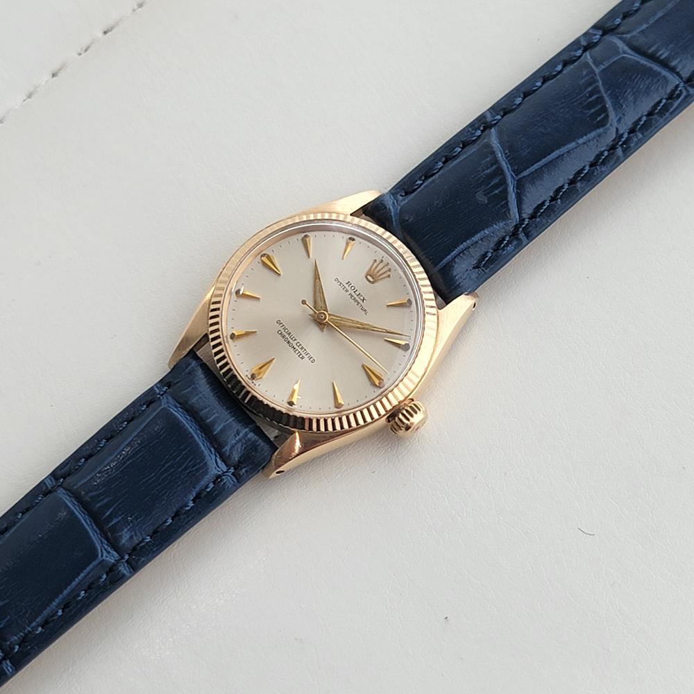 Midsize Rolex Oyster Perpetual Ref 6551 18k Gold 30mm Automatic 1950s RA470B 1