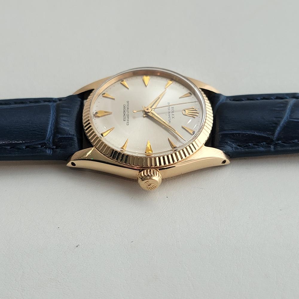 Midsize Rolex Oyster Perpetual Ref 6551 18k Gold 30mm Automatic 1950s RA470B 2