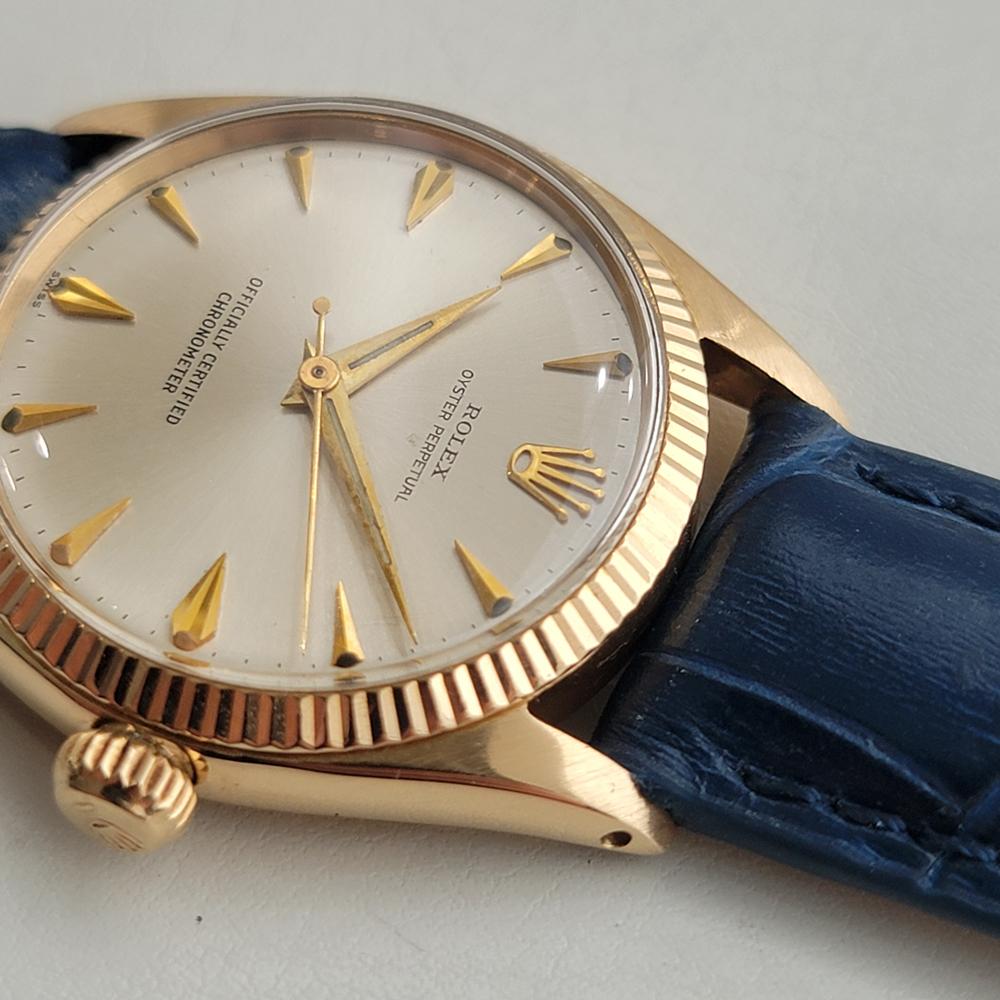 Midsize Rolex Oyster Perpetual Ref 6551 18k Gold 30mm Automatic 1950s RA470B 3