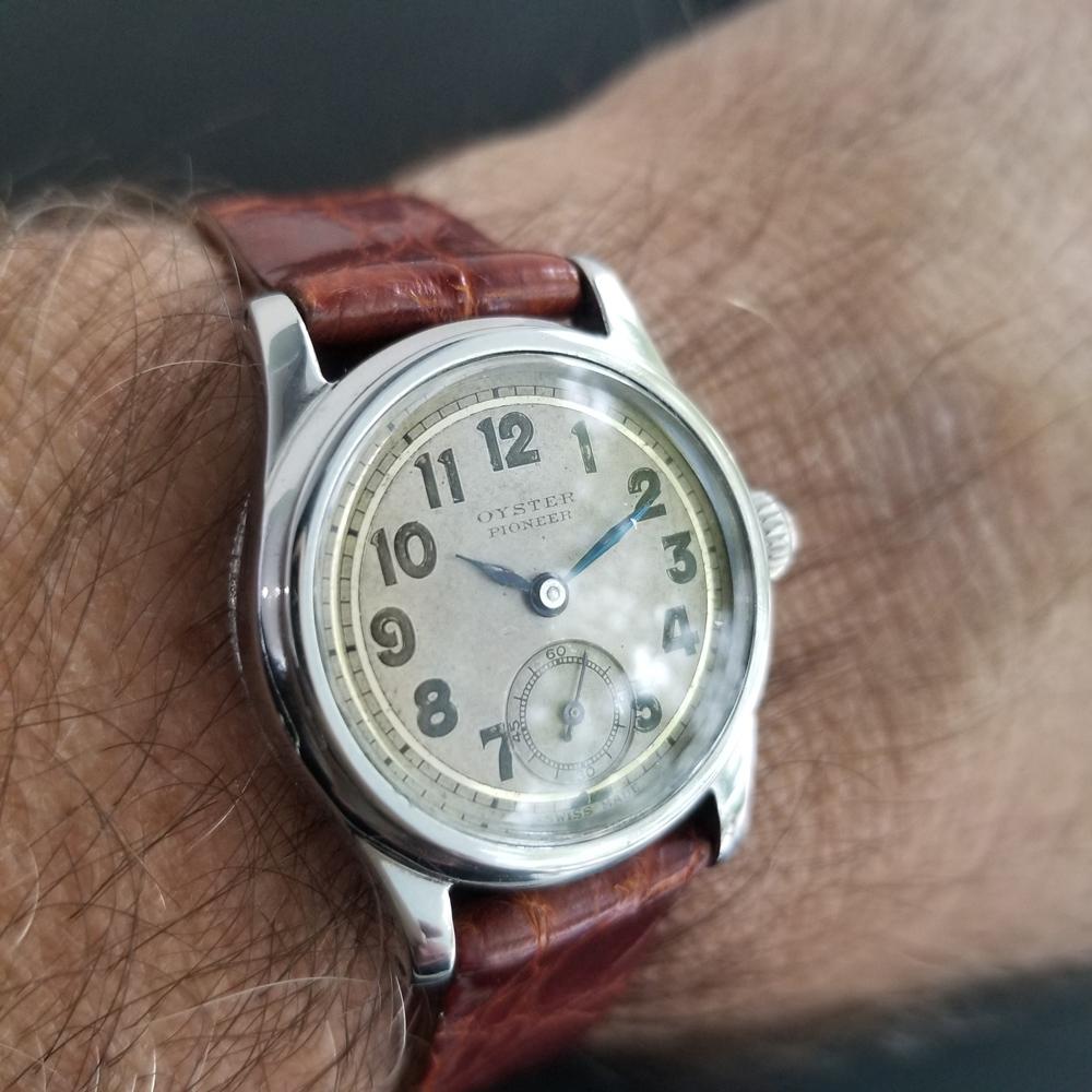 Midsize Oyster Pioneer 3373 Hand-Wind Military Watch by Rolex, 1930s MA190 1