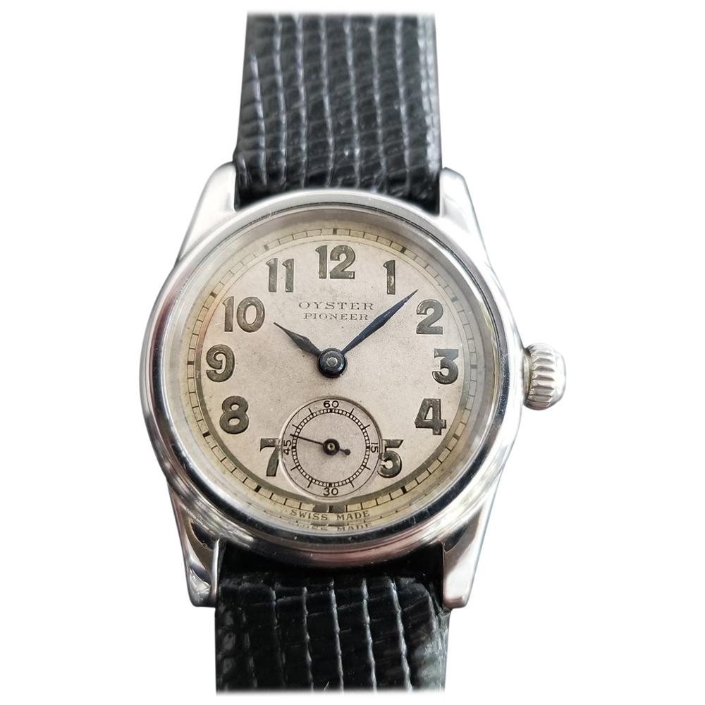 Midsize Rolex Oyster Pioneer 3373 Hand-Wind Military Watch, circa 1930s MA190BLK