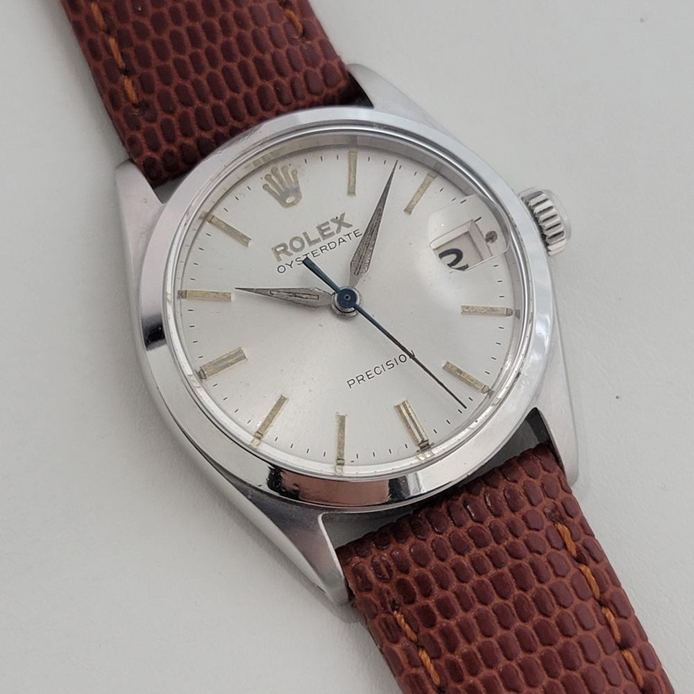 Midsize Rolex OysterDate Precision 6466 30mm Manual Wind 1960s Vintage RA417 In Excellent Condition In Beverly Hills, CA