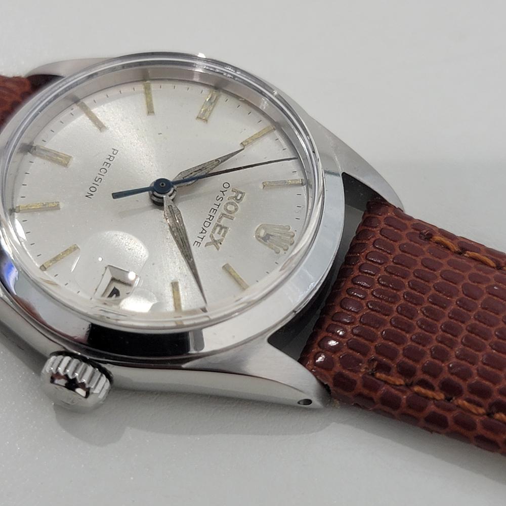 Midsize Rolex OysterDate Precision 6466 30mm Manual Wind 1960s Vintage RA417 2