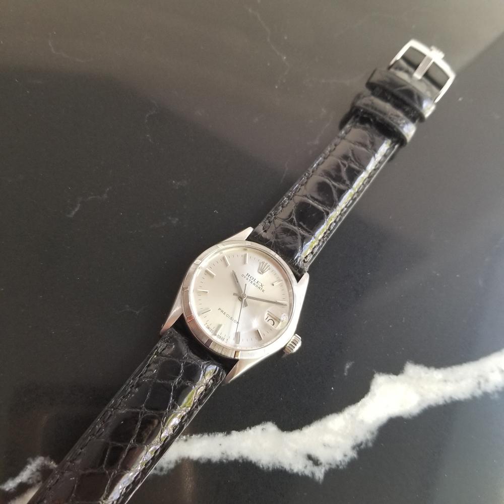 Midsize Rolex OysterDate Ref.6466 Manual Wind, c.1970s Vintage RA126BLK In Excellent Condition In Beverly Hills, CA
