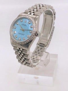 Midsize Rolex with Ice Blue Diamond Dial and Diamond Bezel, circa 2005