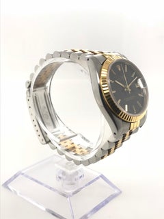 Midsized Rolex Datejust with Black Dial and Two-Tone Jubilee Bracelet circa 1987