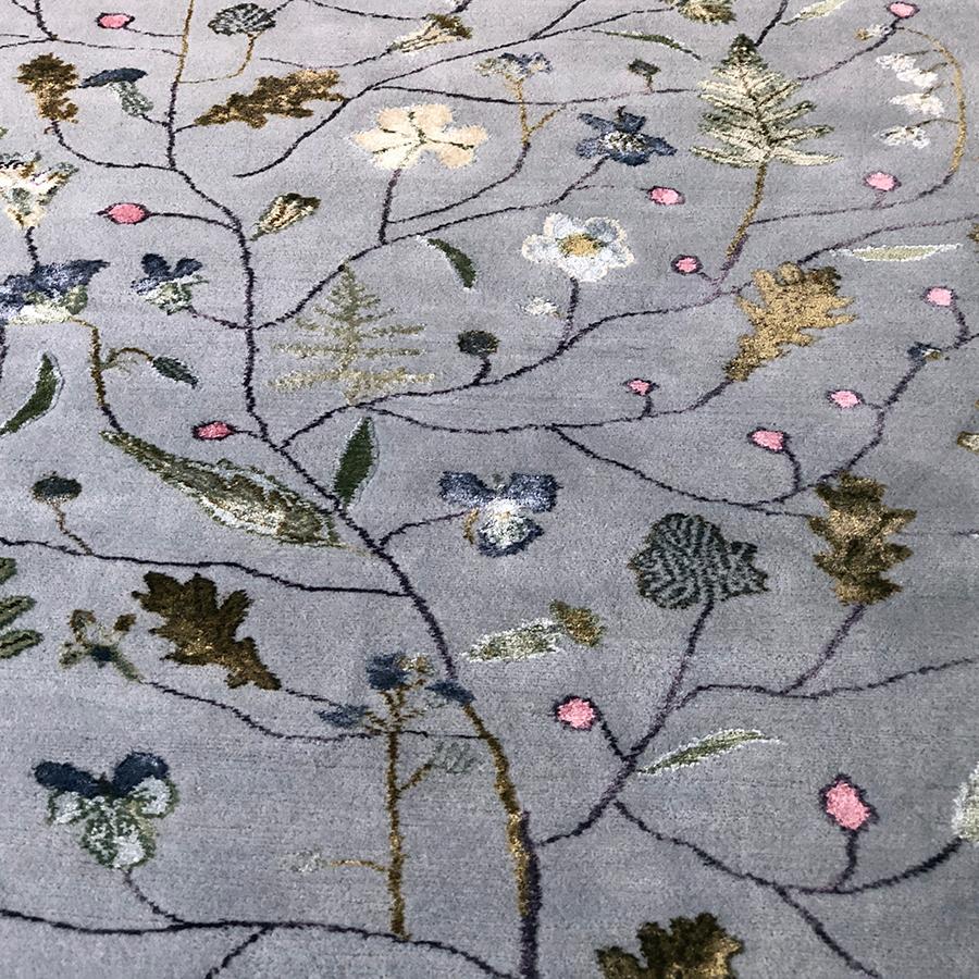 Midsummer Bloom Rug by Mimmi Blomqvist, Knotted, 100% New Zealand Wool 200x250cm In New Condition For Sale In London, GB