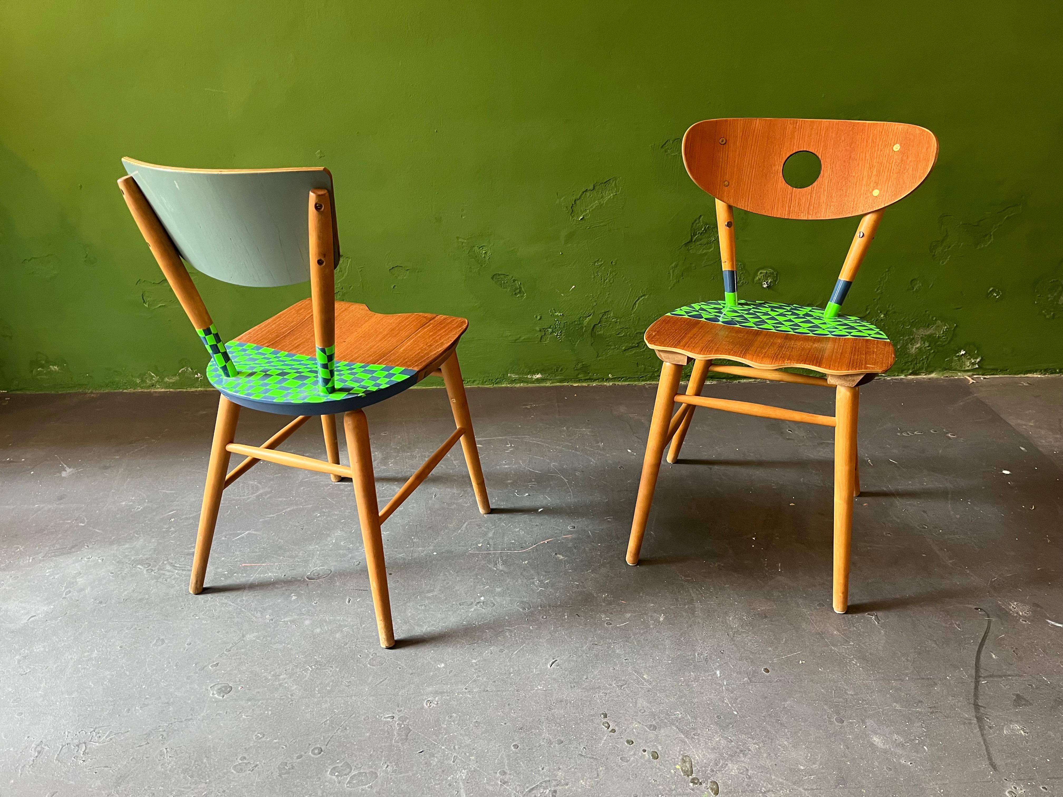 Mid-Century Modern Midsummer Chairs/ Yngve Ekström Contemporized by Markus Friedrich Staab For Sale
