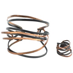 Bracelet manchette et bague Midzo en métal multicolore