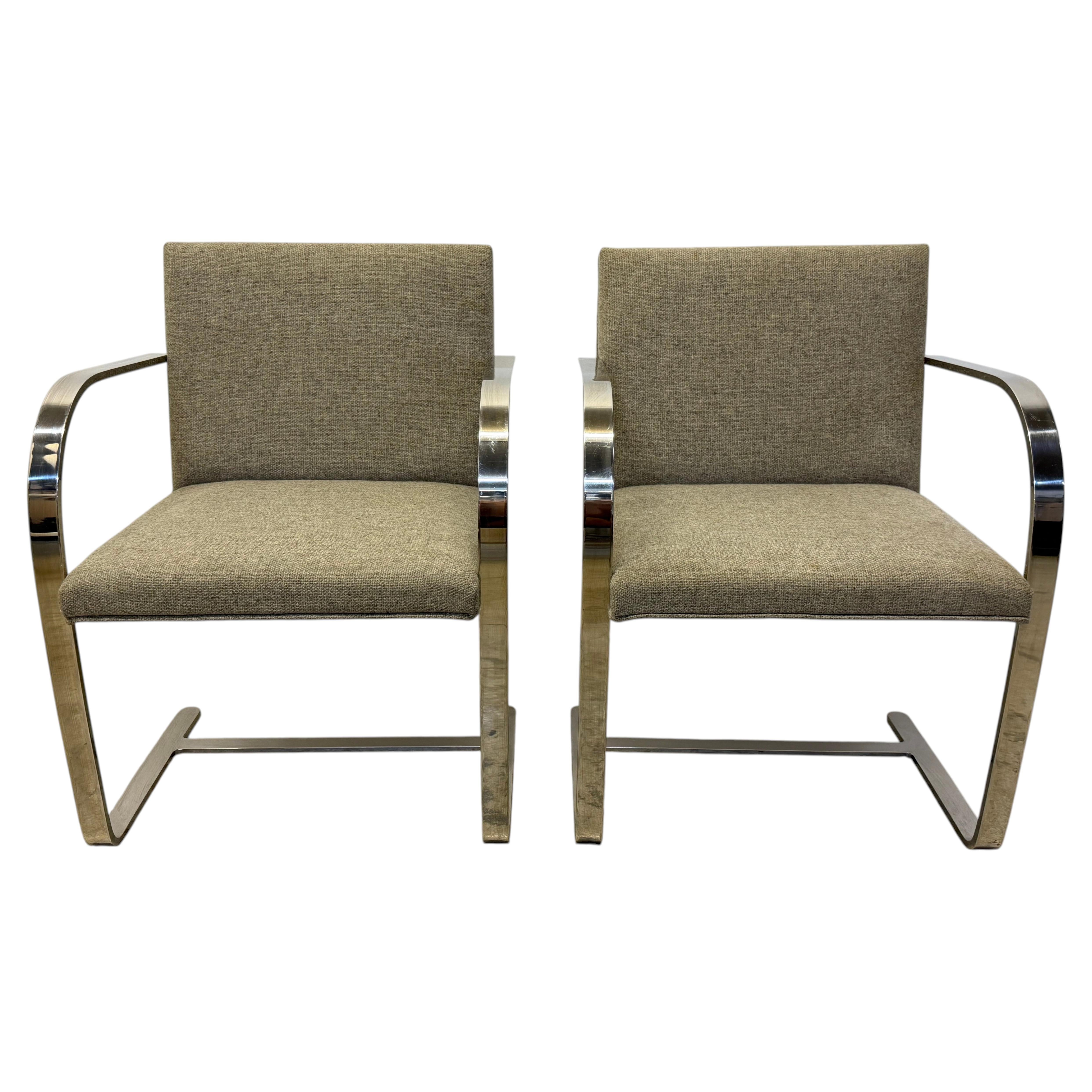 Mie Van Der Rohe Flat Bar Brno Chairs for Knoll - Set of Two