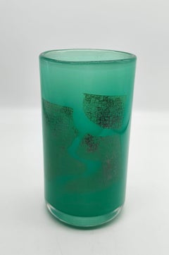 Mieke Groot Studio Glass Vase, Hand-Blown, Gold&Silver Foil, Dutch, 1983