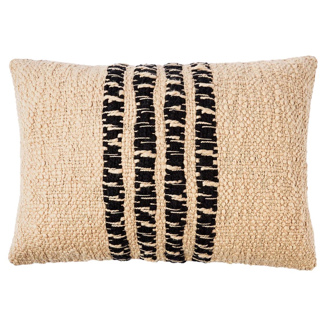 Miel Beige Open Weave Soft Cotton Throw Pillow - Handmade For Sale